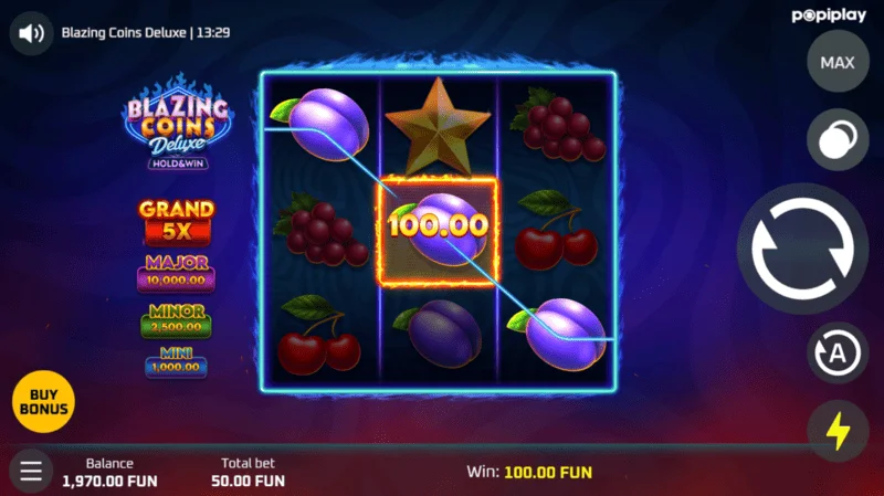 Blazing Coins Deluxe বেস গেম জয়