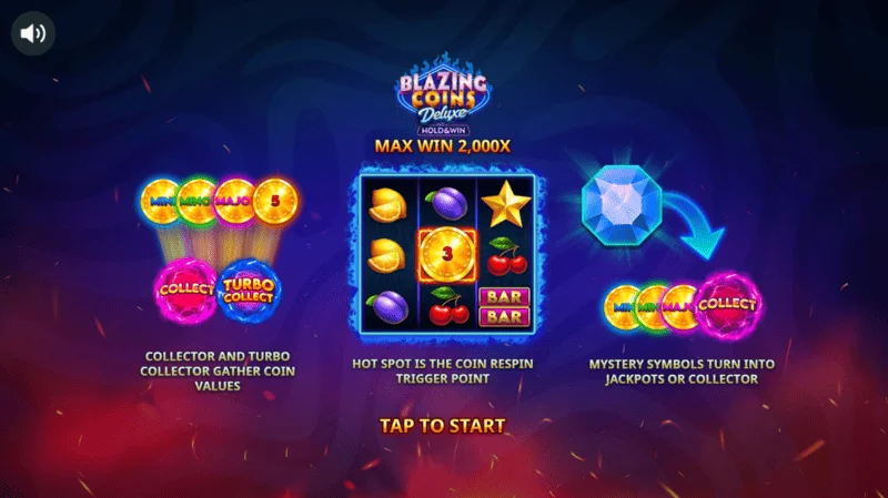 Blazing Coins Deluxe প্রধান মেনু